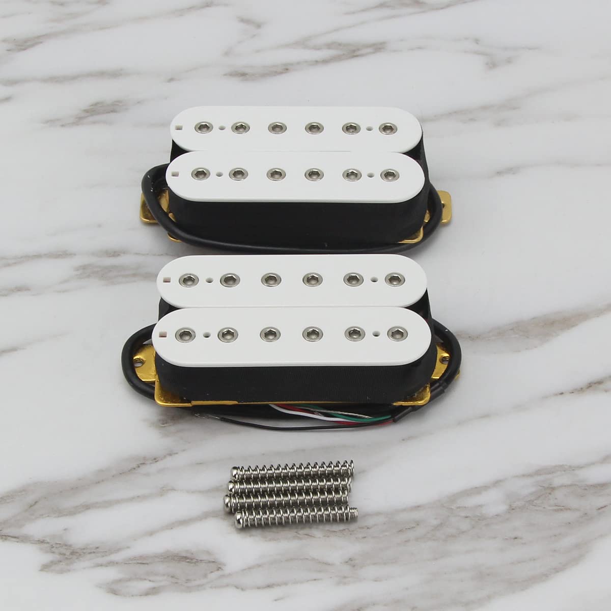 FLEOR Neck+Bridge Pickup Set Ceramic Double Coil Humbucker Pickups for Electric Guitar Pickup Replacement-White